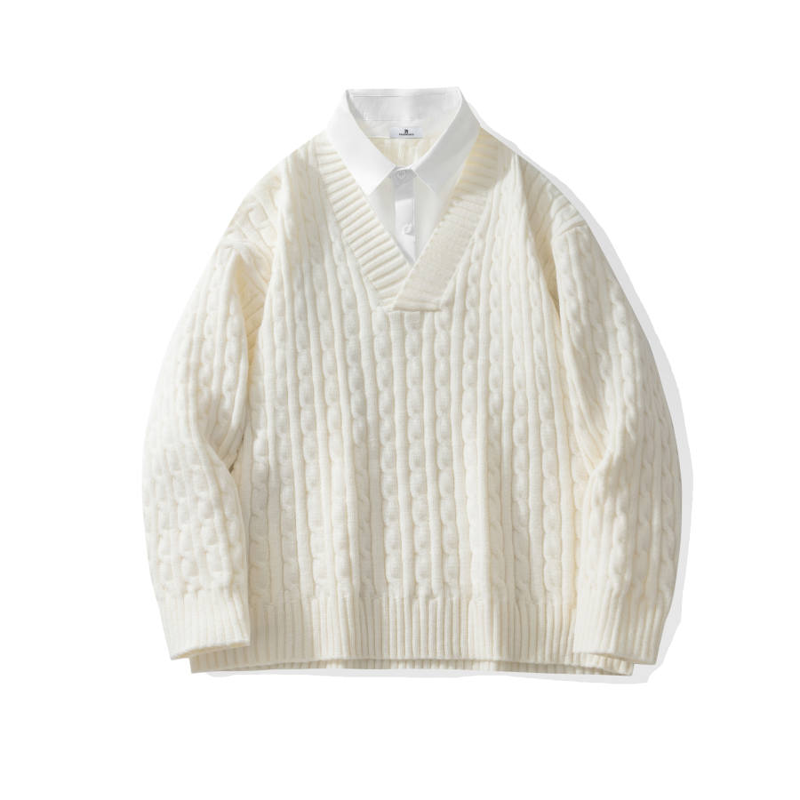 PAL ONGACO Sweaters Unisex Lapel Moderate Mock Two Piece