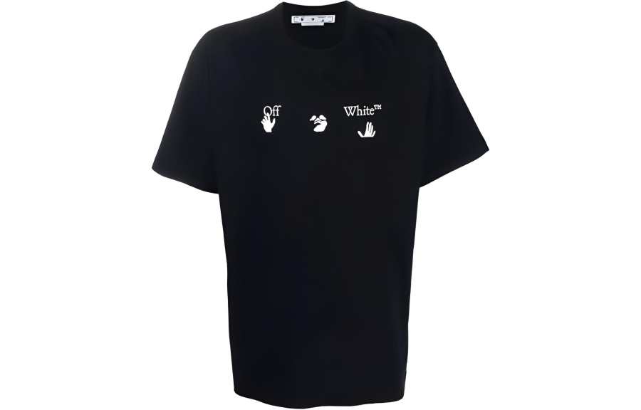 OFF-WHITE OFF WHITE T Shirts Men's Black Crew Neck Moderate Straight Fit