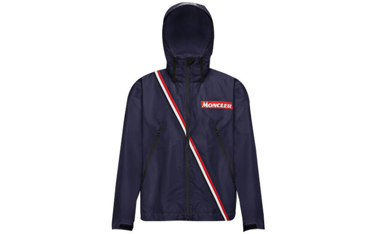 Moncler Jackets Men's Dark Blue Hooded Moderate Other