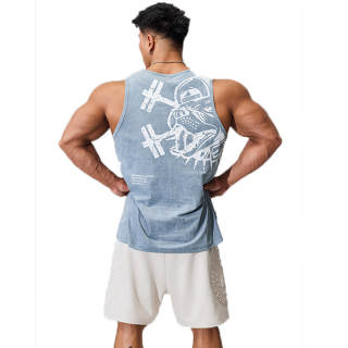 Muscle Dog Tank Top Men's Gray Blue