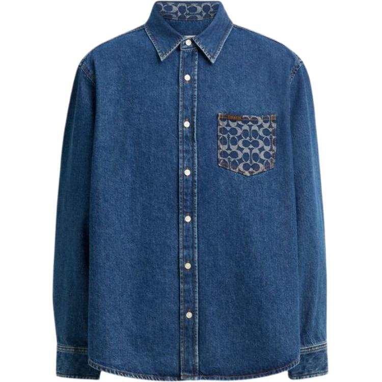 COACH COACH Shirts Men's Blue Lapel Moderate Other