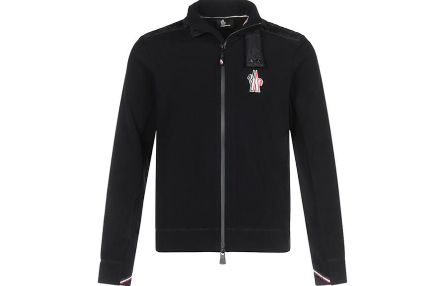 Moncler Grenoble Stand Collar Jackets & Coats Men's Black