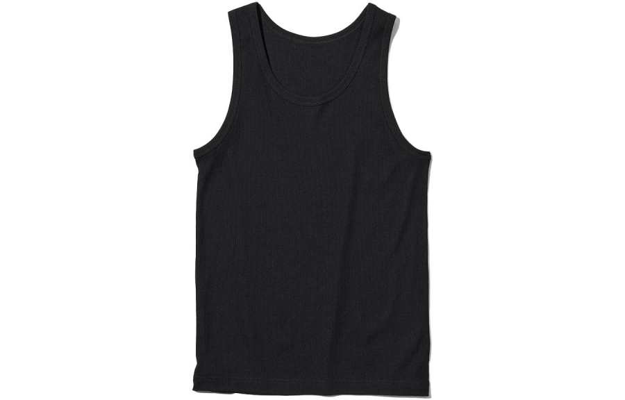 UNIQLO Tank Tops Unisex Black Crew Neck Moderate Other