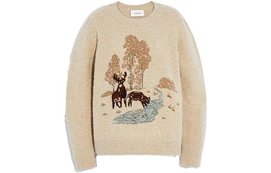 COACH COACH Sweaters Men's Camel Crew Neck Moderate Other