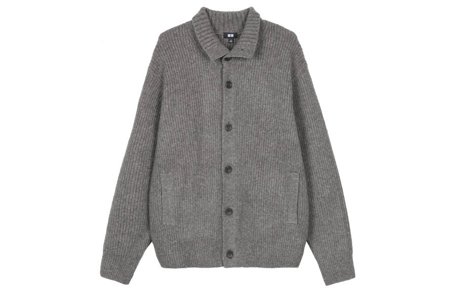 UNIQLO Knitwear Men's Umber Lapel Moderate Cardigan