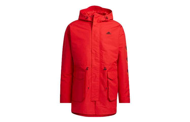 Adidas Adidas CNY Collection CNY Jkt Top Sports Training Print Hooded Fleece Lined Woven Jacket Men's Light Scarlet
