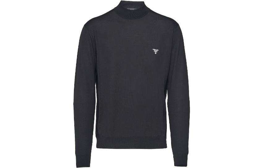 PRADA 【Previous Season】logo-embroidered fine-knit jumper