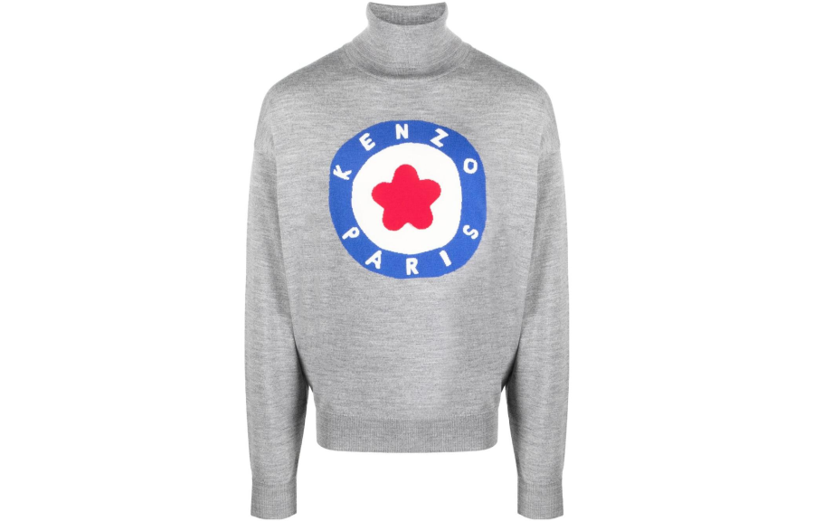 KENZO Roll Neck Logo Intarsia Knitted Jumper