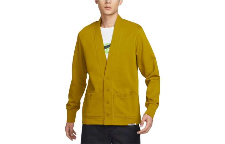 Nike Nike Knitwear Men's Yellow V Neck Moderate Cardigan