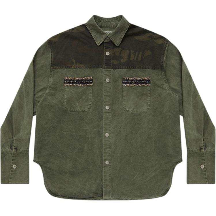 GOOD BAI 916 Shirts Unisex Army Green Lapel Moderate Other