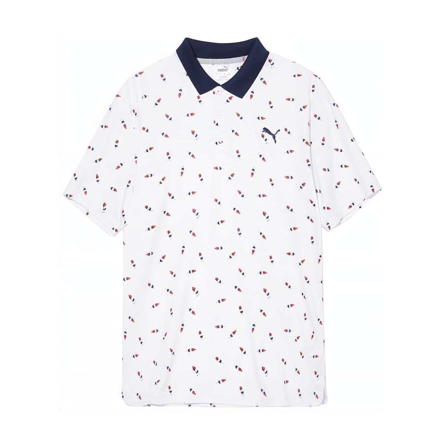 PUMA Golf Polo Shirt Men's White Dark Red