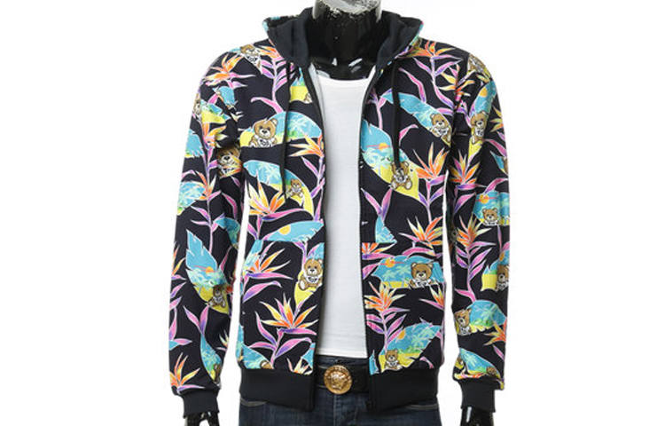 MOSCHINO Jackets Men's Black Hooded Moderate Other