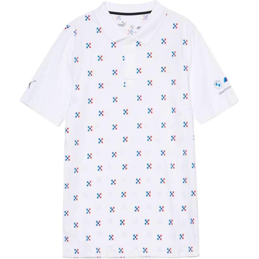 PUMA Polo Shirts Men's White Polo Collar Moderate Straight Fit
