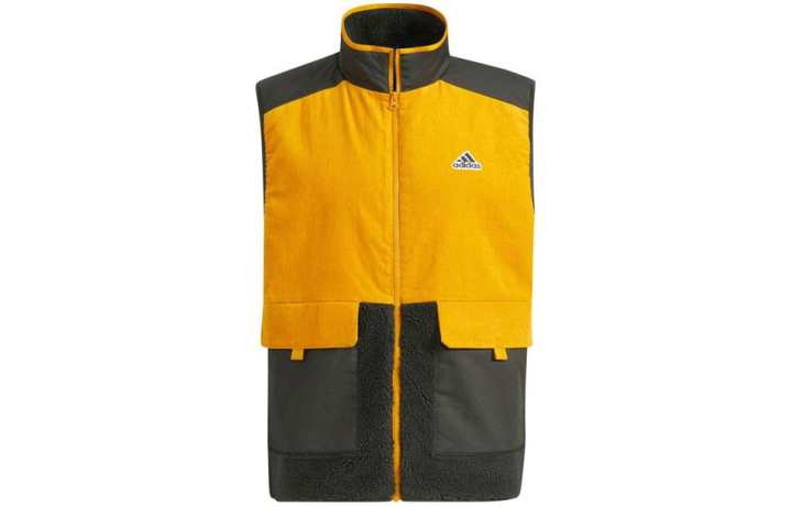 Adidas Adidas Tank Tops Men's Yellow Half Turtleneck Moderate Straight Fit