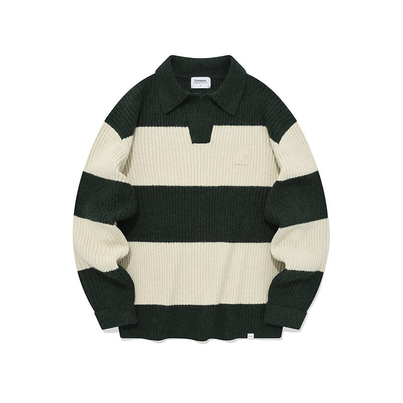 COVERNAT Sweaters Unisex Green Polo Collar Moderate
