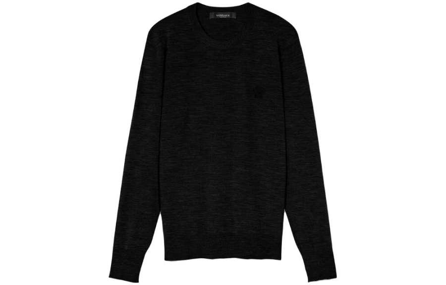 VERSACE VERSACE Logo Embroidered Crewneck Knitted Jumper