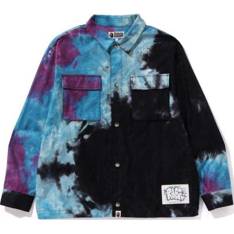 A BATHING APE Bape Tie Dye Relaxed Fit Cpo Shirt