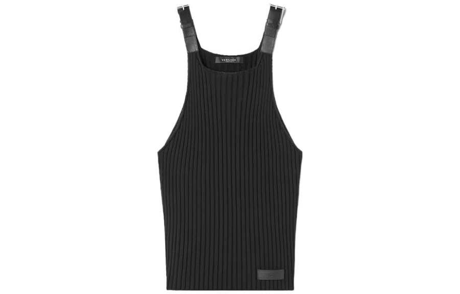 VERSACE Tank Tops Men's Black Moderate Straight Fit