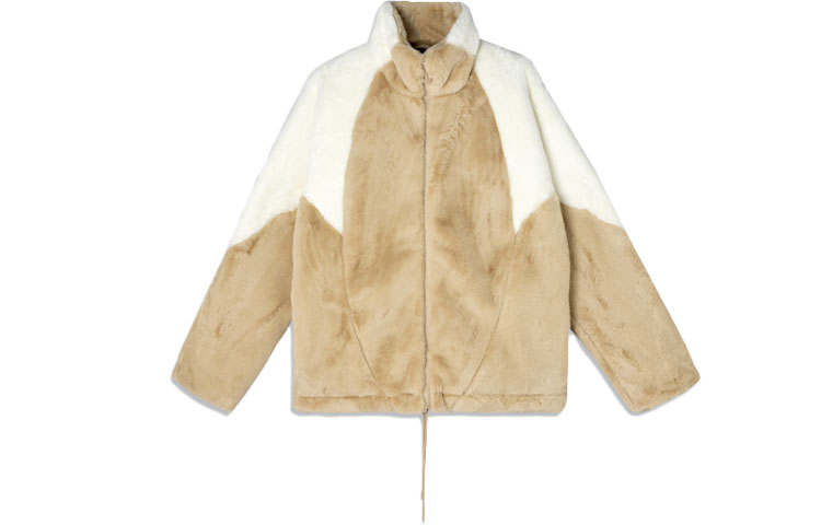 Adidas Originals Trefoil Speed Fur Faux Fur Fleece Lined Casual Sports Stand Collar Jacket Winter Unisex Brown