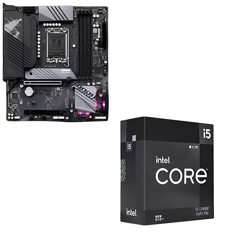 GIGABYTE Intel 12+1+1 Power Supply Design I5 12490F+B760M AORUS ELITE DDR5 CPU Motherboard Set