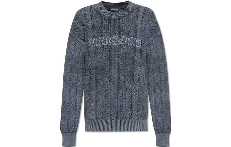 VERSACE Logo Embroidered Knitted Jumper