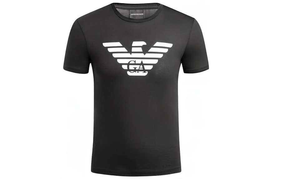 EMPORIO ARMANI T Shirts Men's Black Crew Neck Moderate Straight Fit