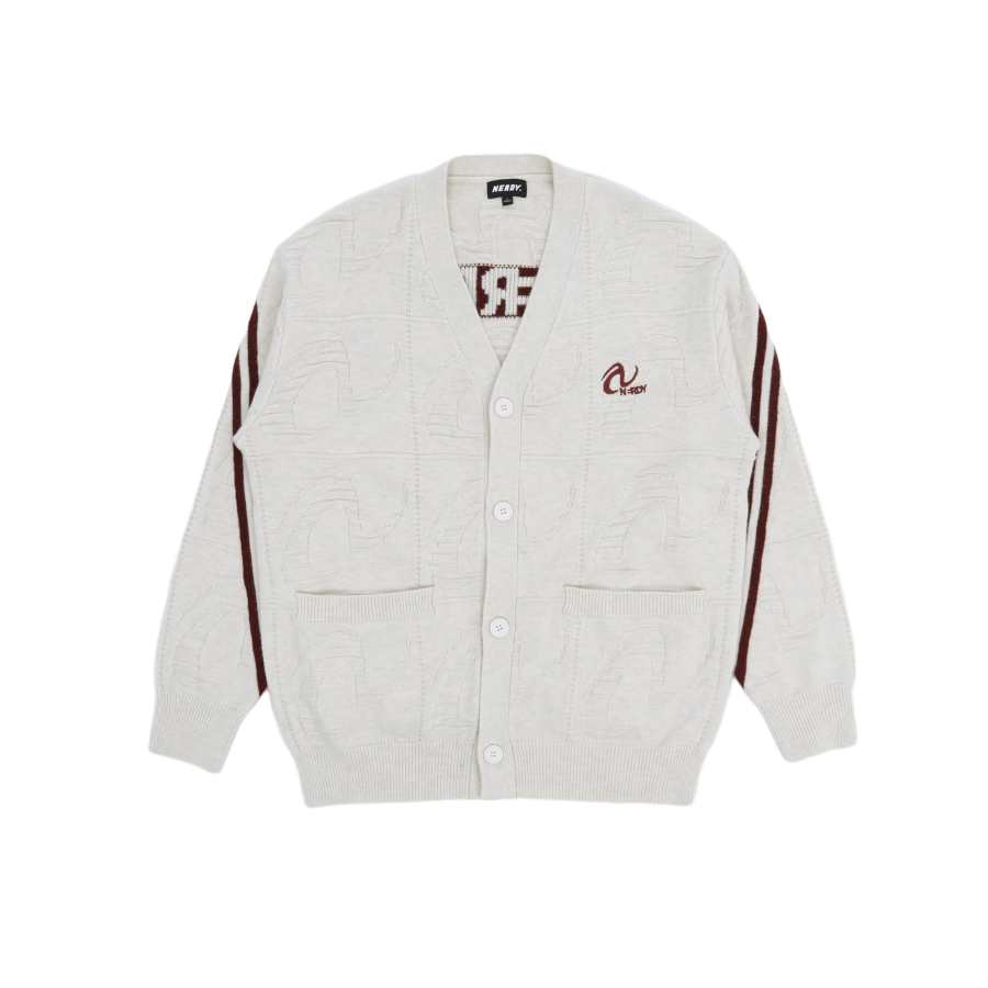 Nerdy Sweaters Unisex Cream V Neck Moderate Cardigan