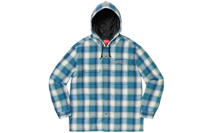 Supreme Supreme Quilted Hooded Plaid Shirt