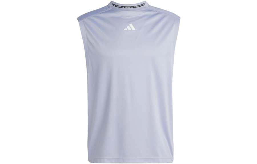 Adidas Adidas Gym Tank Tops Men's Silver Gray Violet Crew Neck Moderate Straight Fit