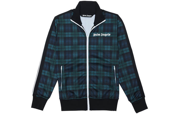PALM ANGELS Jackets Men's Dark Green Stand Collar Moderate Other