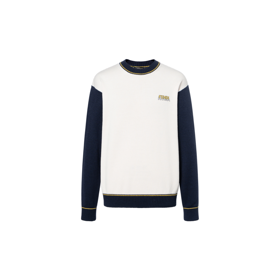 FENDI Sweaters Men's White Crew Neck Moderate Other