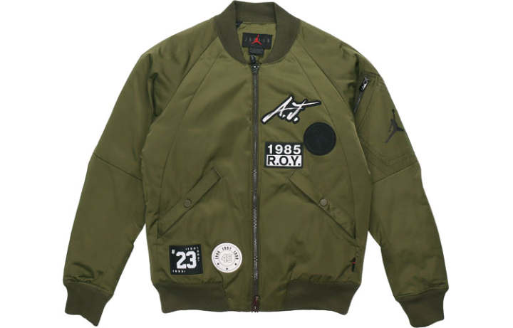 Jordan Jordan Jackets Men's Army Green Stand Collar Moderate Pilot