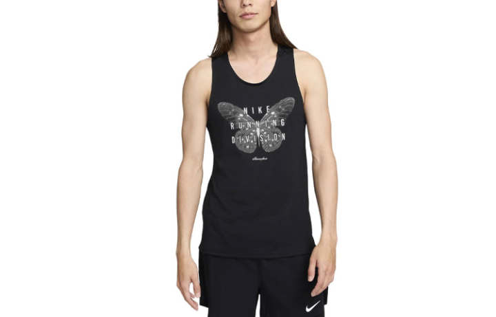 Nike Nike Running Tank Tops Men's Black Crew Neck Moderate Straight Fit