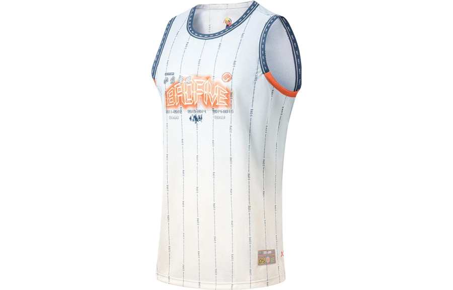 Li-Ning Li Ning Tank Tops Men's Cloud Porcelain Blue All Over Print Crew Neck Moderate Straight Fit