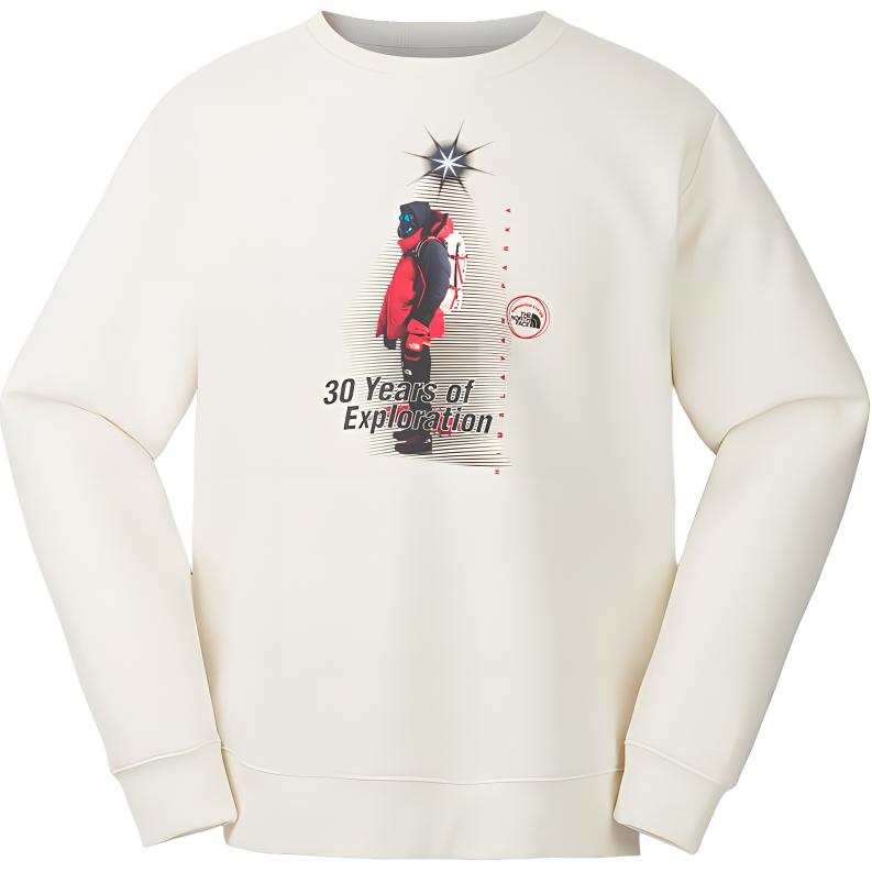 THE NORTH FACE Urban Exploration FW24 Crew Neck Print Long Sleeved Fleece Lined Sweatshirt Men's Dune White