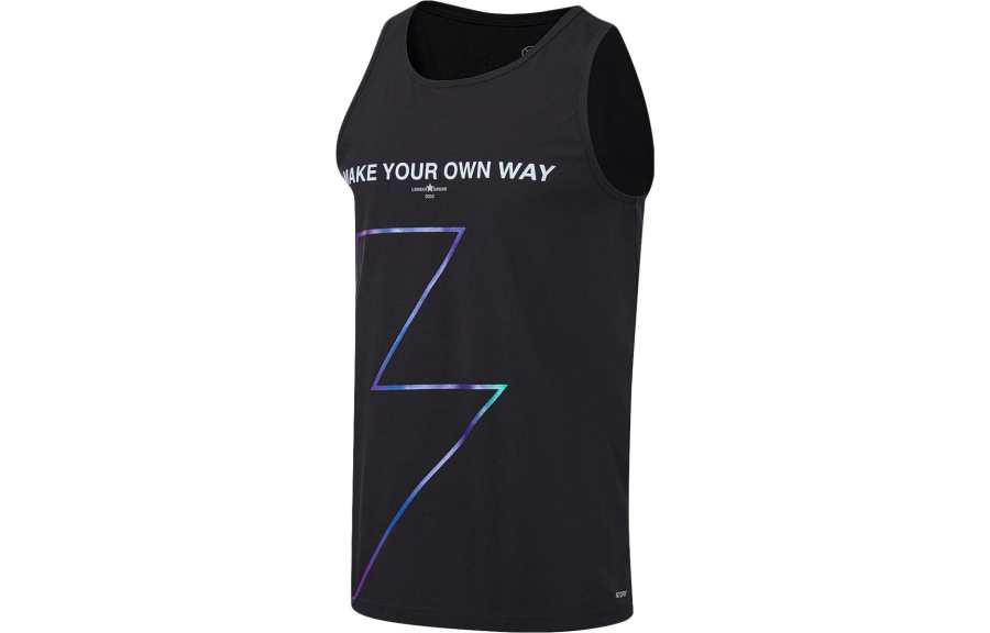 Li-Ning Li Ning Tank Tops Men's Black Crew Neck Moderate Straight Fit