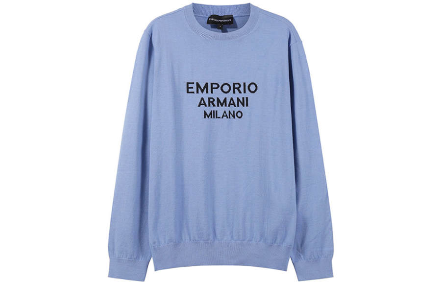 EMPORIO ARMANI Knitwear Men's Sky Blue Crew Neck Moderate
