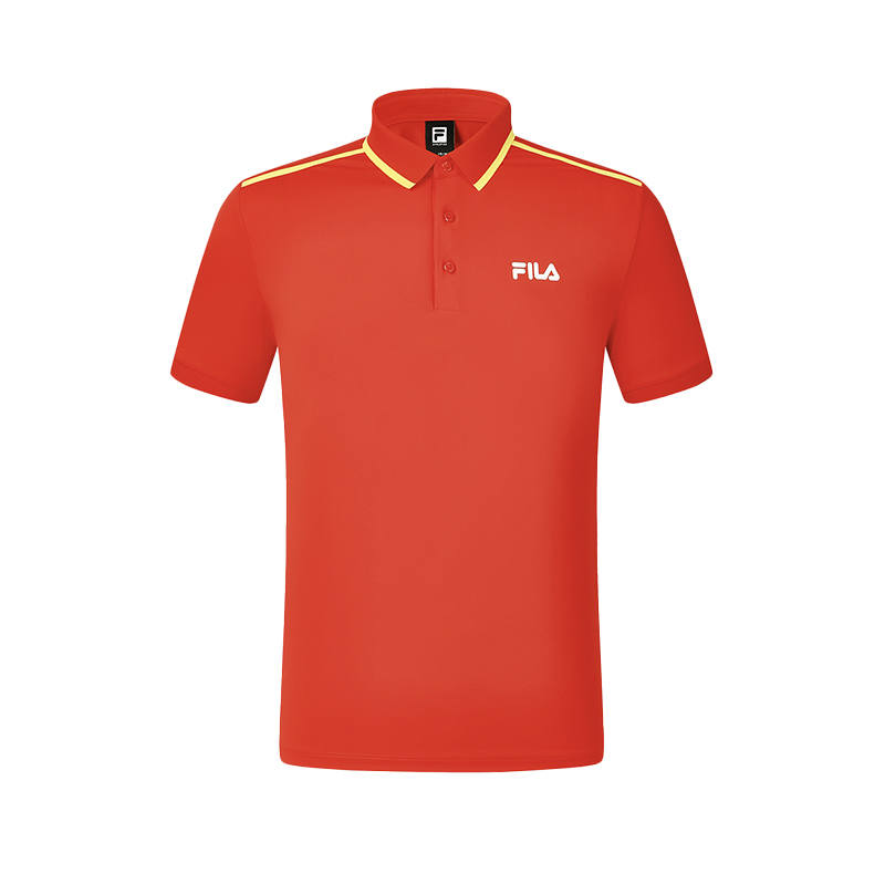 FILA Polo Shirt Men's National Flag Red Logo Standard Color