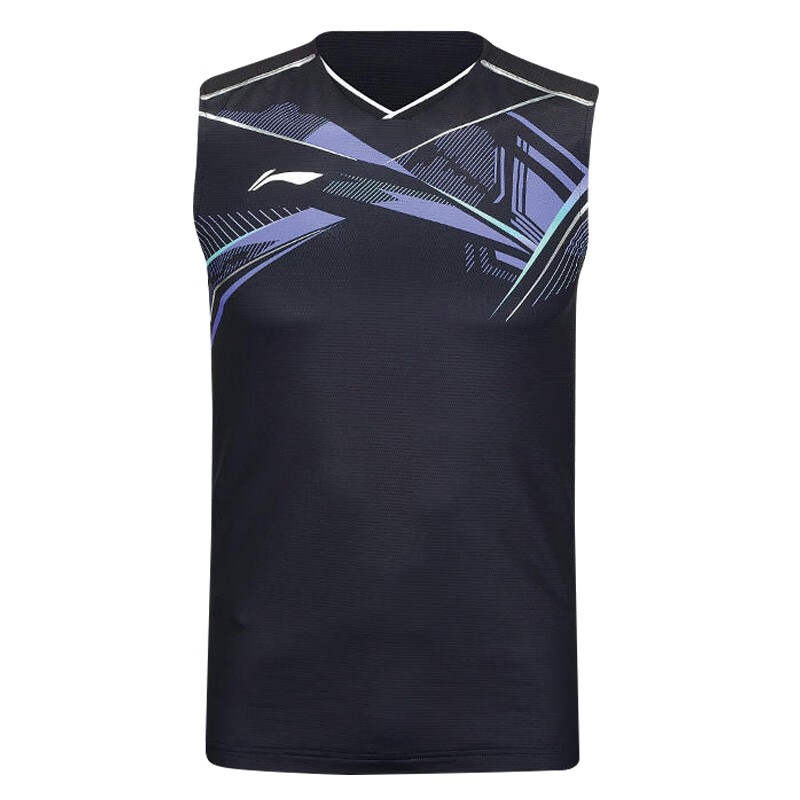 Li-Ning Li Ning Tank Tops Men's Black V Neck Moderate Straight Fit