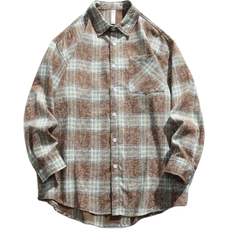 JEEP SPIRIT Shirt Men's Brown Green Plaid