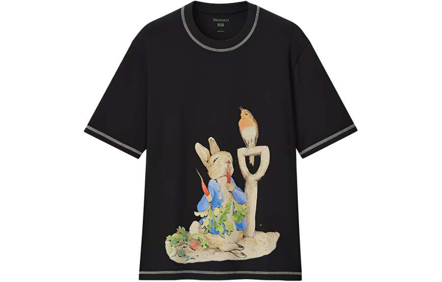 UNIQLO X JW Anderson Uniqlo Jw Anderson Co Branded Series T Shirts Men's Black Crew Neck Moderate Straight Fit