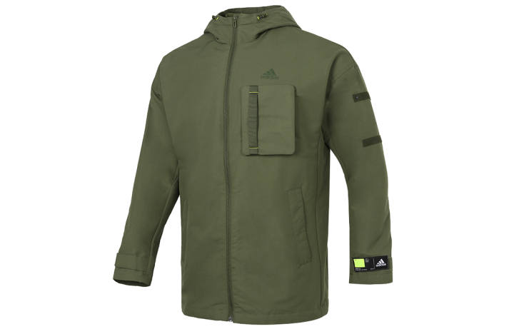Adidas Adidas Jackets Men's Green Hooded Non Detachable Moderate