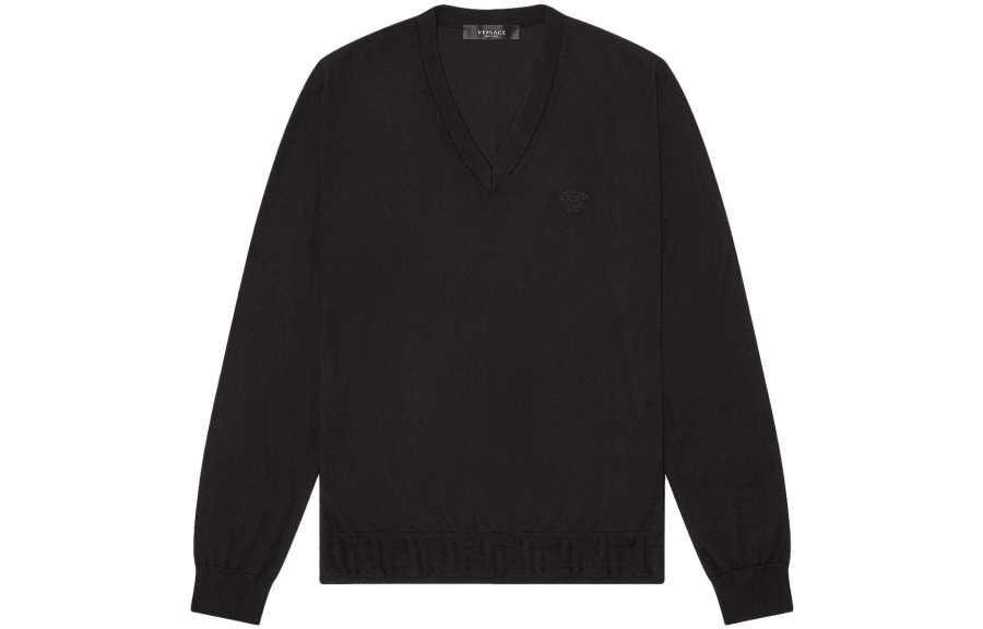 VERSACE Knitwear Men's Black V Neck Moderate Other