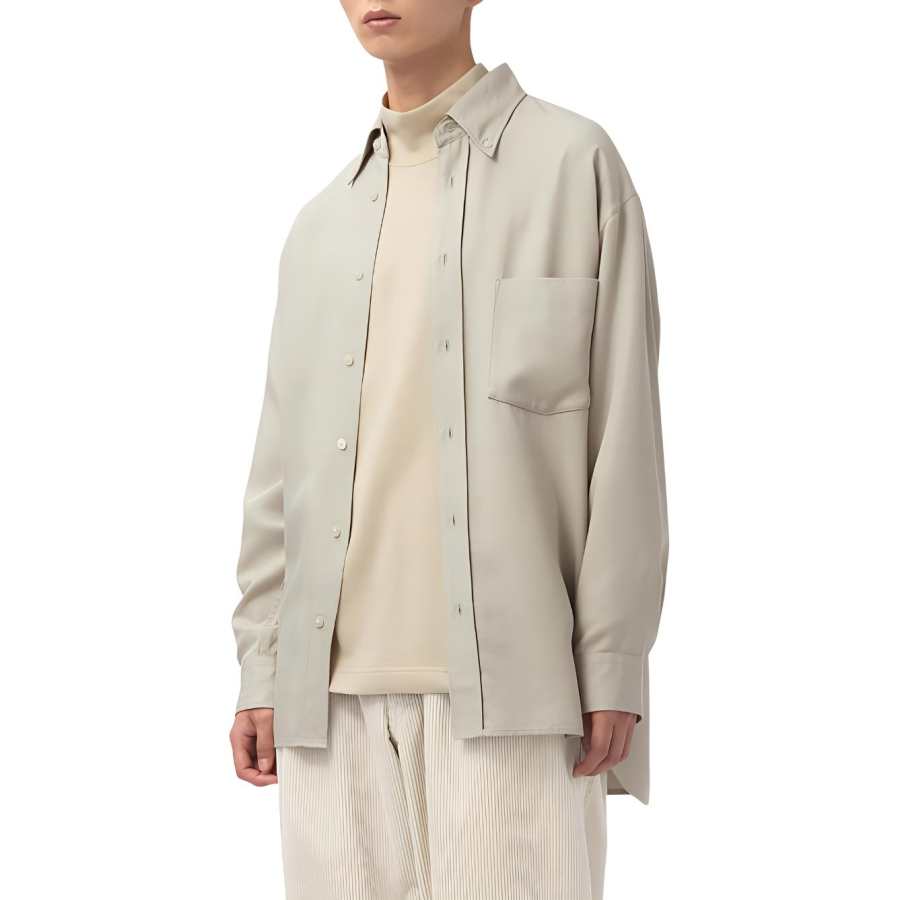 UNIQLO Shirts Unisex Beige Lapel Moderate Shirt
