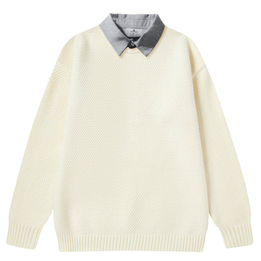 PAL ONGACO Sweaters Unisex Shirt Collar Moderate Mock Two Piece