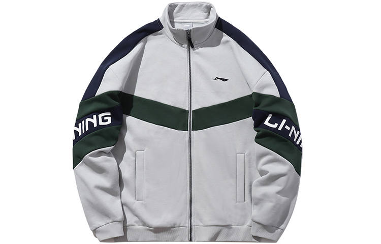 Li-Ning Li Ning Sports Fashion Collection Casual Fleece Lined Stand Collar Sports Jacket Unisex Microcrystalline Gray