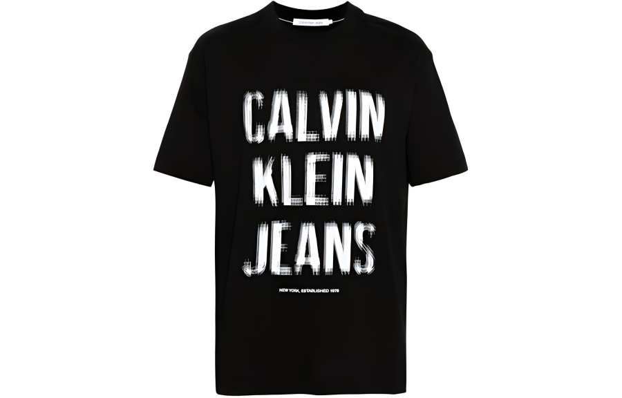 CALVIN KLEIN Erkek Illusion Logo T Shirt T Shirt Men's Black