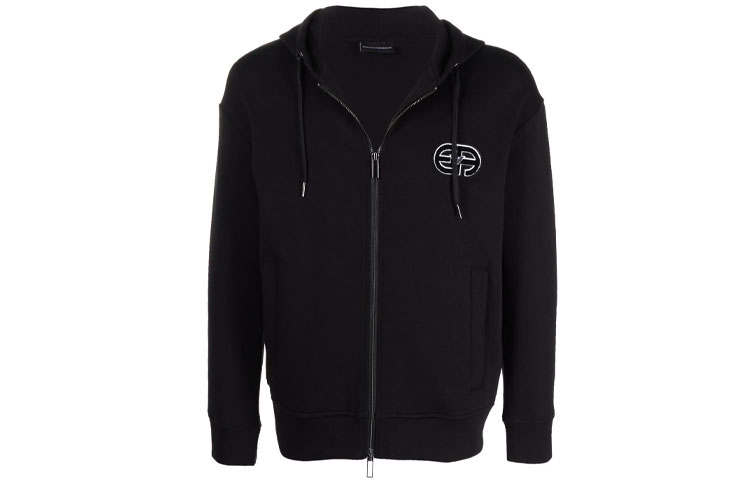 Emporio Armani logo patch zip-up hoodie