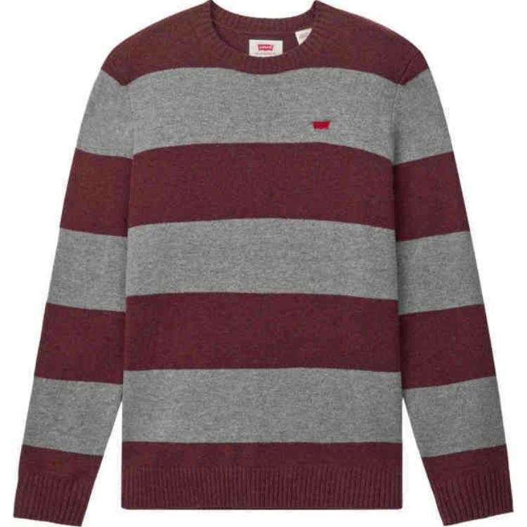 Levis Levis Sweater Men's Red Gray Stripes