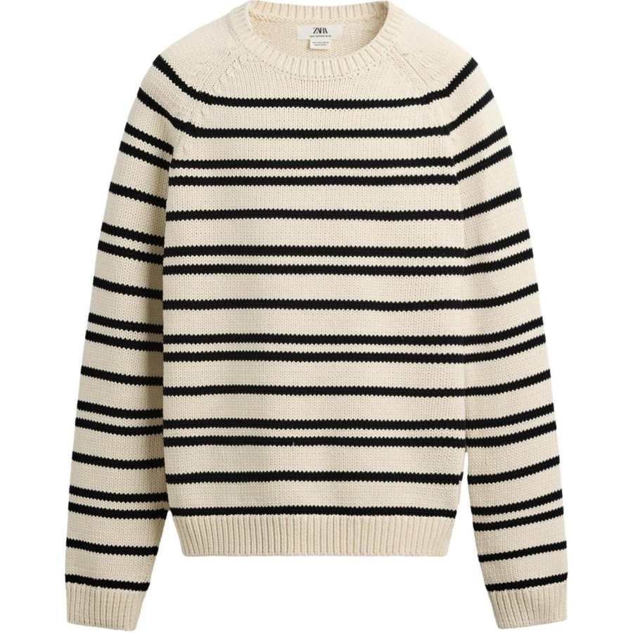 ZARA ZARA Sweaters Men's White Crew Neck Moderate